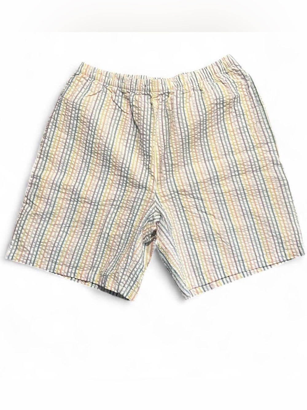 Women's Multicolor Striped Seersucker Shorts - Pastel Stripe